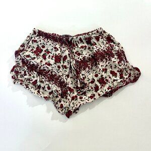 Brandy Melville Red Floral on White short shorts size small